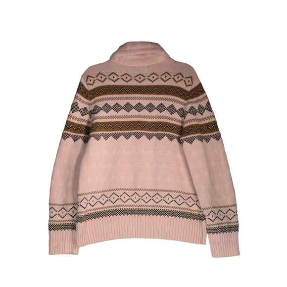 Chaps Sweater Women Size XL Pink Tribal Fair Isle Shawl Collar Heavyweight Boho - Picture 9 of 10